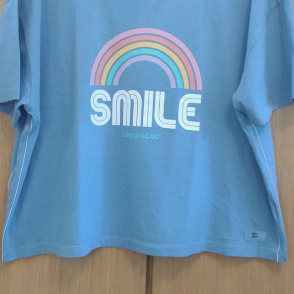 NWT SS Blue Rainbow Tee SZ XL By Life Is Good - Picture 4 of 10
